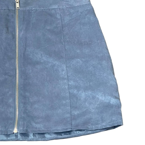 H&M Divided Faux Suede Blue Mini Skirt Plus Size Full Zip Lined Women Size 14 - Picture 4 of 8